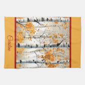 Happy Herfst Y'ALL - Kleurrijk Berkenboombladeren Theedoek (Horizontaal)