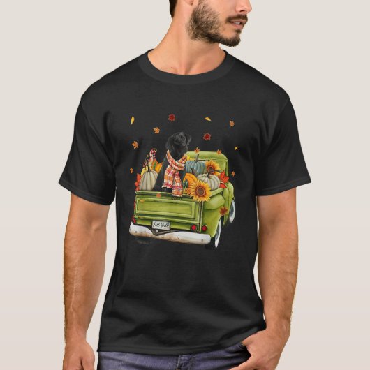 Happy Herfst Yall Labrador Dog on Truck Pumpkin He T-shirt (Voorkant)