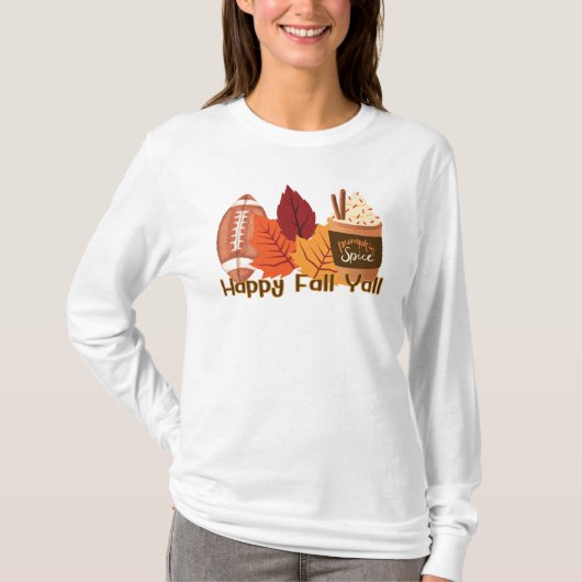 Happy Herfst Yall Lange mouw T-shirt (Voorkant)