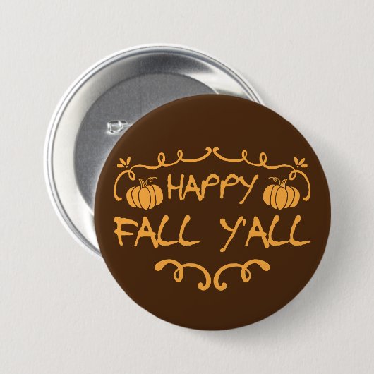 Happy Herfst Y'all Large, 3-inch ronde Button (Voorkant /achterkant)