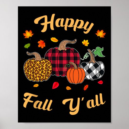 Happy Herfst Y'all Leafs Herfst Herfst Pompoen Vro Poster (Voorkant)