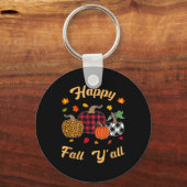 Happy herfst y'all Leafs Herfst herfst pompoen vro Sleutelhanger (Voorkant)
