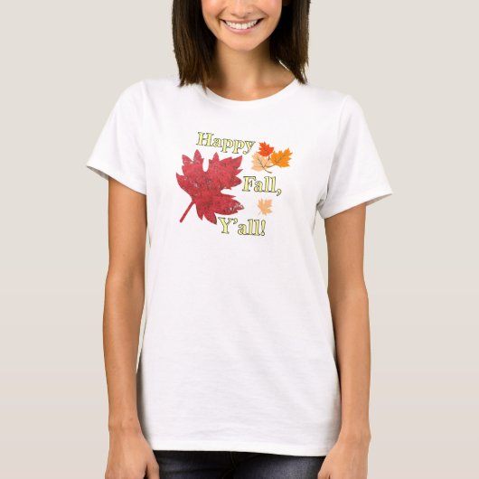Happy Herfst Y'all Leaves T-shirt (Voorkant)