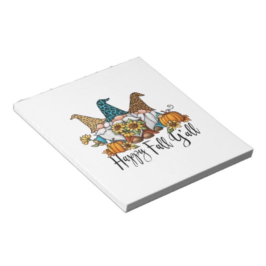 Happy Herfst Y'all Leopard Gnome Notitieblok (Schuin)