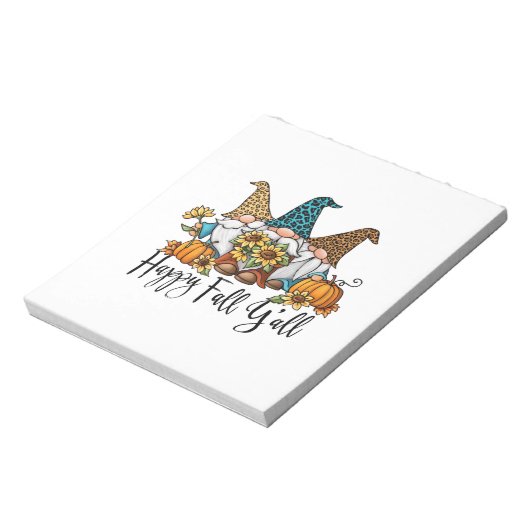 Happy Herfst Y'all Leopard Gnome Notitieblok (Linkerzijde)