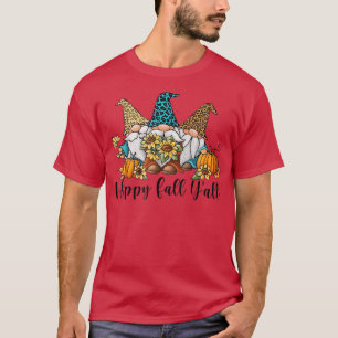 Happy Herfst Yall Leopard Gnome Pumpkin Autumn Her T-shirt