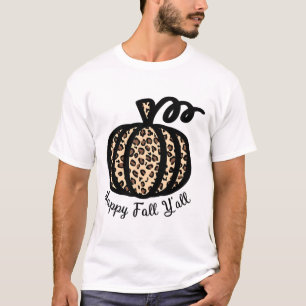 Happy Herfst Y'all Leopard Print Pompoen Rustiek T T-shirt