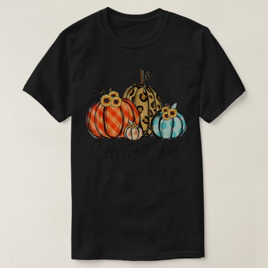 Happy Herfst Yall Leopard Pumpkins Pumpkin Aut T-shirt (Design voorkant)