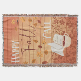 Happy Herfst Y'all met koffie en herfstbladeren Deken