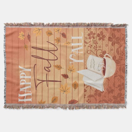 Happy Herfst Y'all met koffie en herfstbladeren Deken (Voorkant)