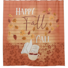 Happy Herfst Y'all met koffie en herfstbladeren Douchegordijn