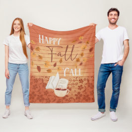 Happy Herfst Y'all met koffie en herfstbladeren Fleece Deken