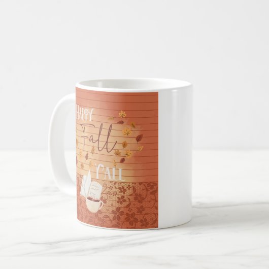 Happy Herfst Y'all met koffie en herfstbladeren Koffiemok (Voorkant links)