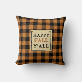 Happy herfst y'all oranje plaid kussen gooien