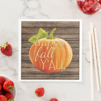 Happy Herfst Y'all Oranje pompoen op Planks Patter Servet