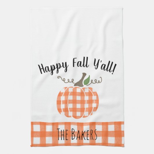 Happy Herfst Y'all Oranje Pset Kitchen Towel Theedoek (Verticaal)