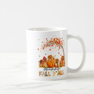 Happy Herfst Y'all Pomeranian Autumn Lover Pumpkin Koffiemok