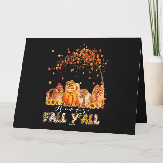Happy Herfst Yall Pomeranian Autumn Lover Pumpkins Kaart (Achterkant)