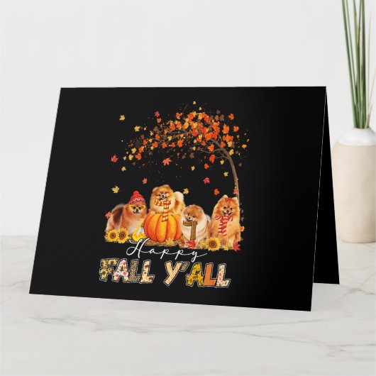 Happy Herfst Yall Pomeranian Autumn Lover Pumpkins Kaart (Voorkant)