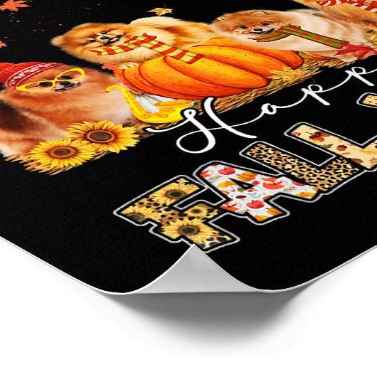 Happy Herfst Yall Pomeranian Autumn Lover Pumpkins Poster (Hoek)
