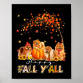Happy Herfst Yall Pomeranian Autumn Lover Pumpkins Poster (Voorkant)