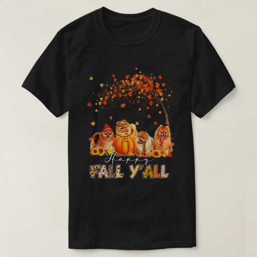 Happy Herfst Yall Pomeranian Autumn Lover Pumpkins T-shirt (Design voorkant)