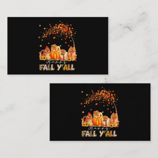 Happy Herfst Yall Pomeranian Autumn Lover Pumpkins Visitekaartje (Voorkant / Achterkant)