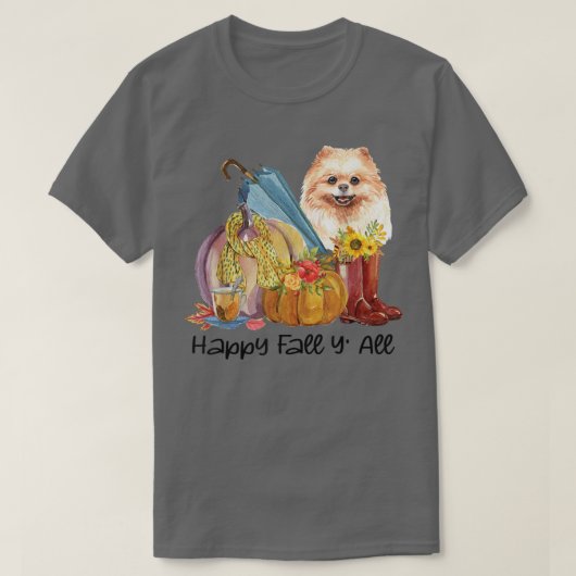 Happy Herfst Yall Pomeranian Hondenliefhebber Pump T-shirt (Design voorkant)