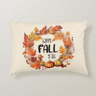 Happy Herfst Y'all - Pompoen & Herfst Bladeren Kra Accent Kussen