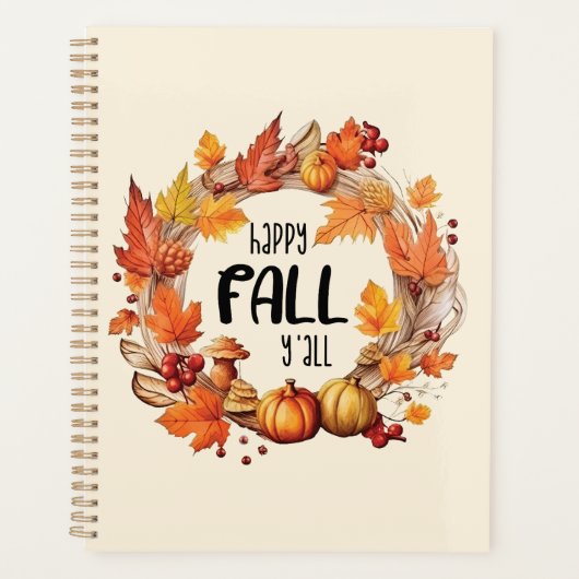 Happy Herfst Y'all - Pompoen & Herfst Bladeren Kra Planner (Voorkant)