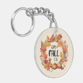 Happy Herfst Y'all - Pompoen & Herfst Bladeren Kra Sleutelhanger (Voorkant Links)