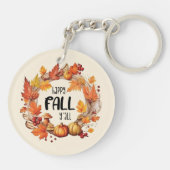 Happy Herfst Y'all - Pompoen & Herfst Bladeren Kra Sleutelhanger (Achterkant)