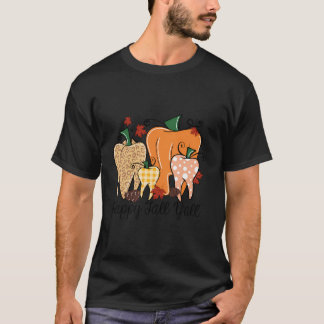 Happy Herfst Y'All Pompoen Tand Leopard Halloween  T-shirt