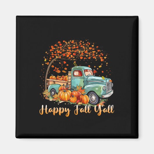Happy Herfst Y'all Pompoenwagen Herfstboom Herfst  Magneet (Voorkant)