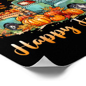Happy Herfst Y'all Pompoenwagen Herfstboom Herfst Poster (Hoek)