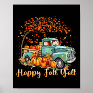 Happy Herfst Y'all Pompoenwagen Herfstboom Herfst Poster