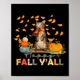 Happy Herfst Y'All Pumpkin Autumn Leaves Thanksg Poster