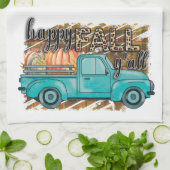 Happy Herfst Y'all Pumpkin Boerderij Truck Kitchen Theedoek (Gevouwen)