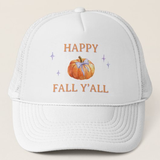 Happy Herfst Y'all Pumpkin Bow Vrouwen Schattige Trucker Pet (Voorkant)