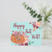 Happy Herfst Y'all Pumpkin Briefkaart (Staand voorkant)