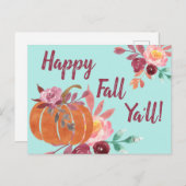 Happy Herfst Y'all Pumpkin Briefkaart (Voorkant / Achterkant)