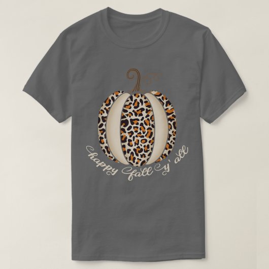 Happy Herfst Yall Pumpkin Leopard Print Thanksgivi T-shirt (Design voorkant)
