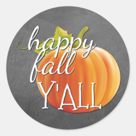 Happy Herfst Yall Pumpkin op Blackboard Ronde Sticker