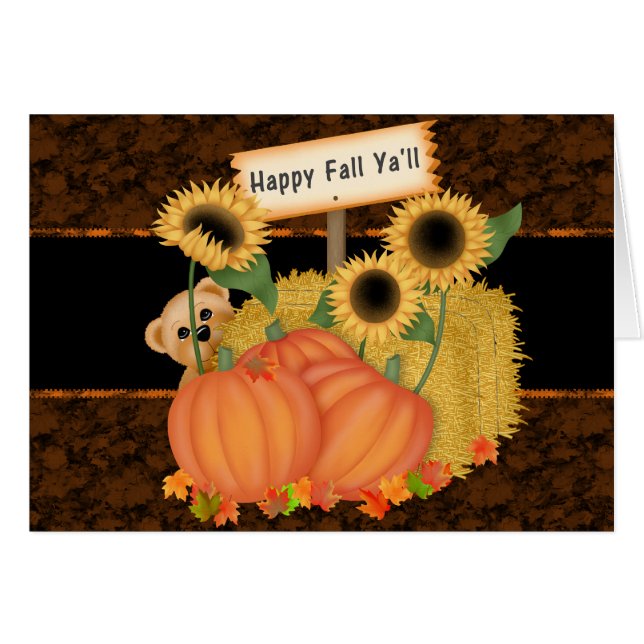Happy Herfst Ya'll Pumpkin Patch Wenskaart (Voorkant Horizontaal)