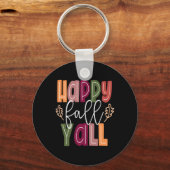 Happy Herfst Yall Pumpkin Thanksgiving Halloween C Sleutelhanger (Voorkant)