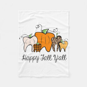 Happy Herfst Y'all Pumpkin Tooth Lepard Halloween  Fleece Deken