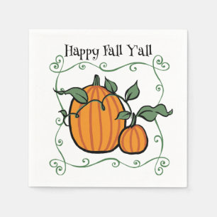 Happy Herfst Y'all Quote Pompoen Thanksgiving Servet