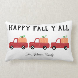 Happy Herfst Y'all Red Truck Pumpkin Lumbar Pillow Kussen