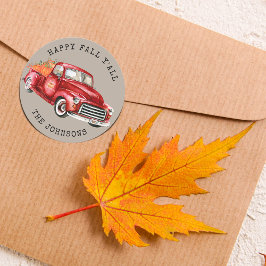 Happy Herfst Y'all Red Truck Pumpkins Vierkante Sticker