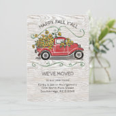 Happy Herfst Y'All Rode Vrachtwagen Bloemen Verhu Aankondiging (Staand voorkant)